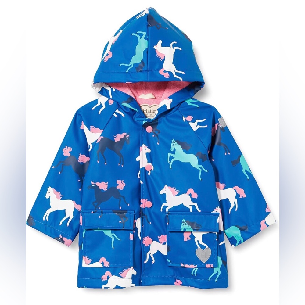 Hatley Baby Girls Prancing Horses Terry Lined Rain Jacket